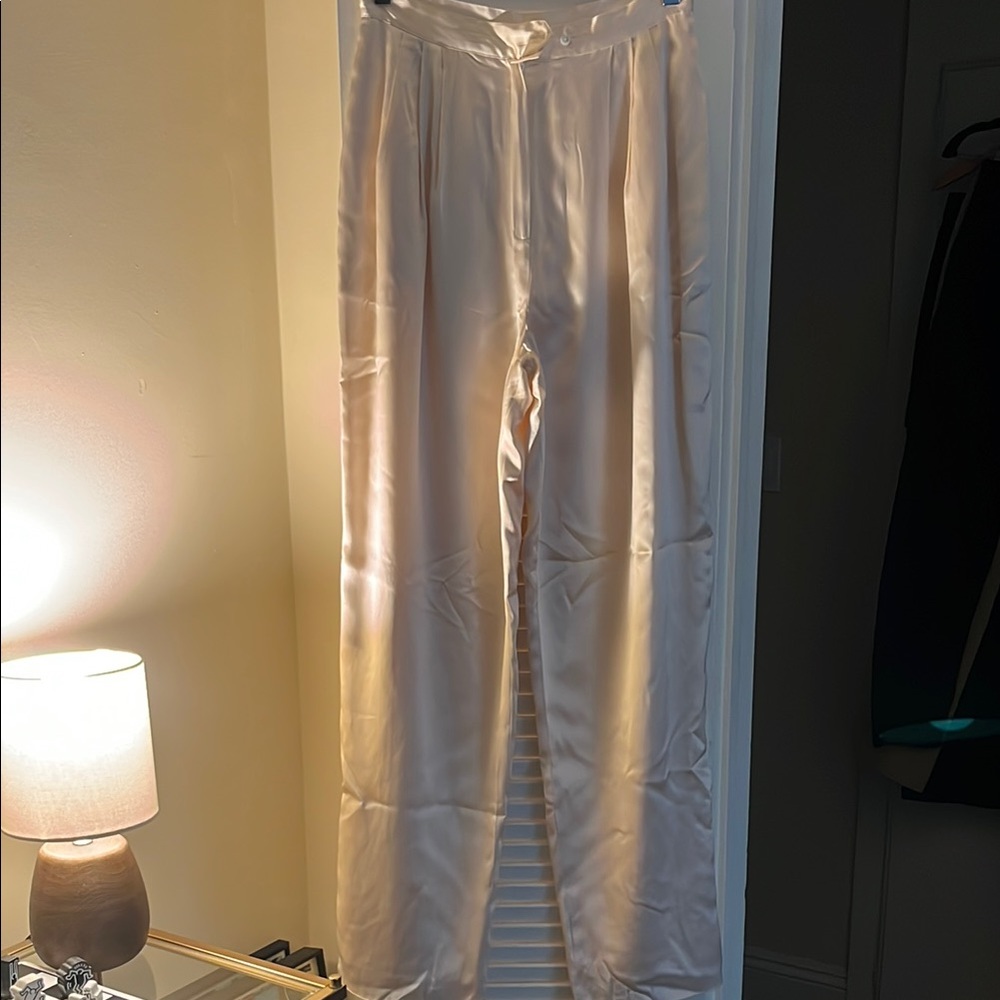 Elegant Cream Satin Pants